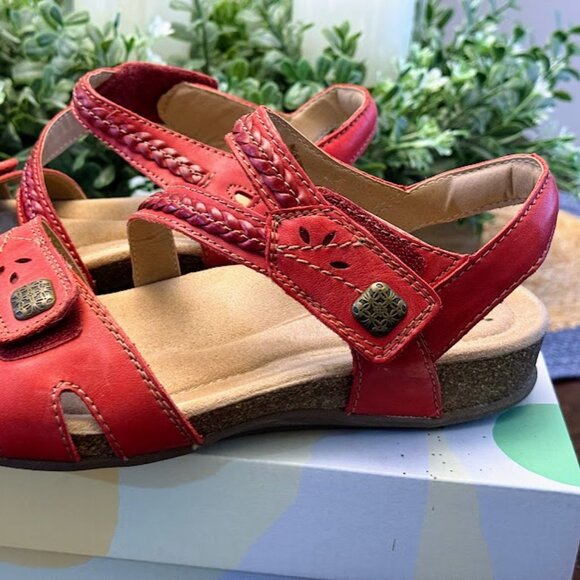 Earth Origins Leather Braided Sandals Bosk Benson red - Picture 2 of 8